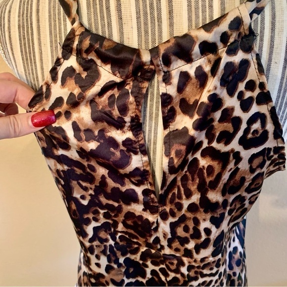 NWT Satin Tank Small OrderPlus Leopard Animal Print Black Brown Beige Keyhole - Picture 10 of 16